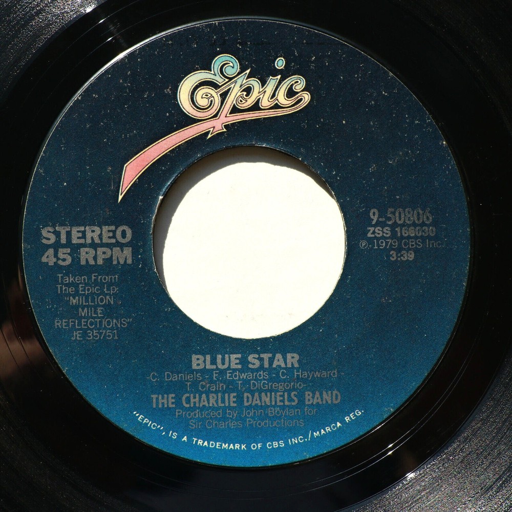 The Charlie Daniels Band *Behind Your Eyes / Blue Star*  45 rpm Vinyl 7" Single